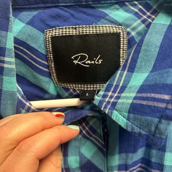 Rails Teal and Navy Plaid Button Down Shirt - Picture 5 of 5